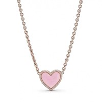 Collar de Cadena Pandora con Corazón en Espiral Rosa 389279C01 Plata 925- Oro 14k Rosa Talla 50cm