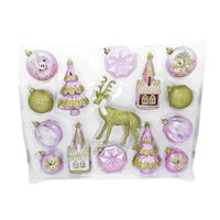 Kit Decorativo Rosa/dorado Para Árbol De Navidad Por 15 Pz Cromus