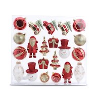 Kit Decorativo Rojo Y Dorado Para Árbol De Navidad Por 21 Pz Cromus