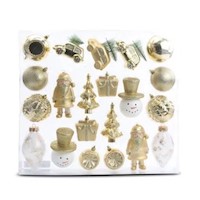 Kit Decorativo Dorado Y Blanco Para Árbol De Navidad Por 21 Pz Cromus