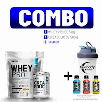 COMBO UNIVERSE NUTRITION - WHEY PRO 5 KG. CHOCOLATE + CREABOLIC 500 GR. + SHAKER