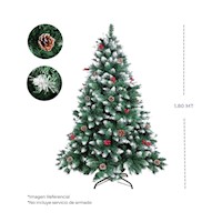 Árbol de Navidad Verde Nevado 1.80 MT con Cerezo y Piña