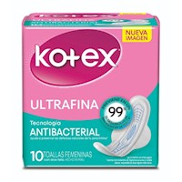 Kotex Ultra Fina Antibacterial Discreta - Bolsa 10 UN