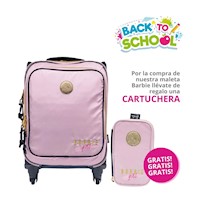 Maleta Escolar con ruedas Rosado Barbie Girl + Cartuchera de Regalo