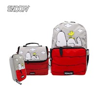 Pack Escolar Mochila + Lonchera + Cartuchera Snoopy Peanuts