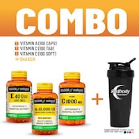 COMBO VITAMINAS MASON- VITAMIN A-10,000 IU + VITAMIN C +VITAMIN E-400 IU +SHAKER