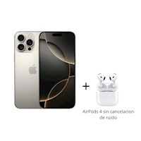 iPhone 16 pro max 256GB Natural Titanium + AirPods 4 sin cancelacion de ruido