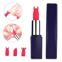 Vibrador Bala Labial Lipstick Potente Con 3 Cabezales Intercambiables