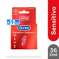 12 Pack Condones Durex Sensitivo Delgado- 3 UN.