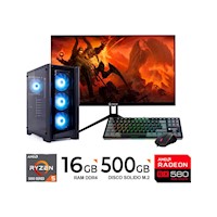 PC RYZEN 5 5600GT/16GB DDR4/ 500GB/ VIDEO RX580-8GB/ MONITOR 23.8''FHD