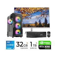 PC INTEL I5-12AVA 32GB RAM/1TB PCIE NVME/VIDEO RTX3050 8GB NVIDIA/MONITOR 27 FHD IPS/TECLAADO Y MOUSE