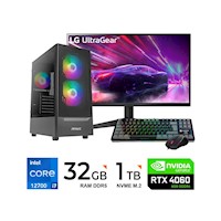 PC INTEL I7-14AVA 32GB RAM/1TB PCIE NVME/VIDEO RTX4060 8GB GDDR6/MONITOR 27 ASUS  100HZ 1MS/TECLADO Y MOUSE