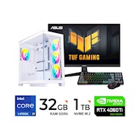 PC INTEL I9-14900K, 6.0GHZ / 32GB DDR5 - 6000MHZ / 1TB SSD M.2 / VIDEO RTX 4060TI - 8GB/ FUENTE 850W / MONITOR 27'' FHD