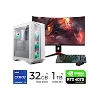 PC INTEL I9-14900K, 6.0GHZ / 32GB DDR5 / 1TB SSD M.2 / VIDEO RTX 4070 - 12GB/ FUENTE 1000W GOLD / MONITOR 31.5'' FHD