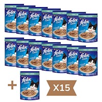 ALIMENTO HÚMEDO DE GATO FELIX CLASSIC CON ATUN 15 UNIDADES x 85GR