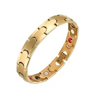 Pulsera Magnética Funcional Titanio Dorado Modelo YSB-158