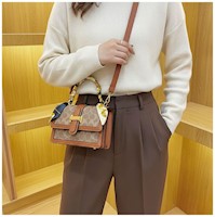 Cartera de Mano con Asa y Correa Ajustable Estilo Casual con Pañuelo