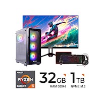 PC Gamer AMD Ryzen 5 5600GT 32GB RAM 1TB SSD 23.8" Monitor FHD