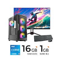 PC Intel i5-14400, PLACA B760M, 16GB DDR5, 1TB SSD Gen4, FUENTE 550W BRONZE, Monitor 23.8" 120Hz