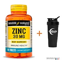 VITAMINAS MASON NATURAL - ZINC 30 MG (100 TAB) + SHAKER