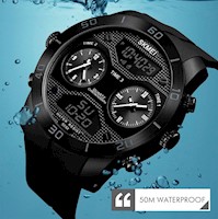 Reloj Skmei 1355 Doble Pantalla Digital Analógico Deportivo Acuático Moda Negro