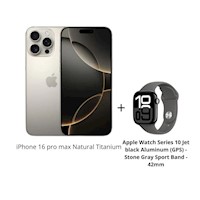 iPhone 16 pro max 256GB Natural Titanium + Apple Watch Series 10 Jet black Aluminum (GPS) - Stone Gray Sport Band - 42mm