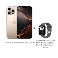 iPhone 16 pro max 256GB Desert Titanium + Apple Watch Series 10 Jet black Aluminum (GPS) - Stone Gray Sport Band - 42mm