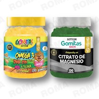PACK 2 GOMITAS OMEGA 3 NIÑOS + CITRATO DE MAGNESIO ADULTO 260 UND
