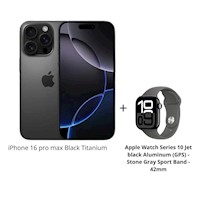 iPhone 16 pro max 256GB Black Titanium + Apple Watch Series 10 Jet black Aluminum (GPS) - Stone Gray Sport Band - 42mm