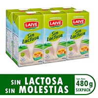 Leche LAIVE Evaporada sin Láctosa Pack 6 Caja 480gr