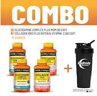 VITAMINAS MASON - 2 GLUCOSAMINE COMPLEX PLUS MSM + 2 COLLAGEN 1500 PLUS + SHAKER