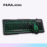 KIT GAMING HALION HA-810C MIRAGE TECLADO + MOUSE USB RETROILUMINADO COLORES