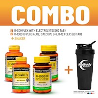 VITAMINAS MASON - 2 B-COMPLEX WITH ELECTROLYTES + 2 D-1000 IU PLUS ALOE + SHAKER