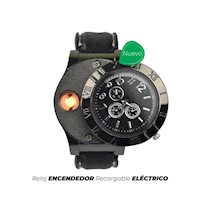 Reloj con encendedor Eléctrico Correa Negra