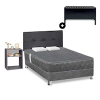 Juego de Dormitorio Forli Acqua Gris 2PLZ + Parrilla Mr Grill Portátil Rectangular + Velador Turin Plomo