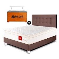 Juego de dormitorio Paraiso Royal Prince 2PLZ Chocolate + Caja China Mr Grill Mini Nogal + Parrilla de Varillas