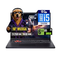 Laptop Gamer Acer Nitro Lite Intel Core i5 13420H 16GB RAM 512GB SSD 6GB RTX 3050 16 WUXGA FreeDOS