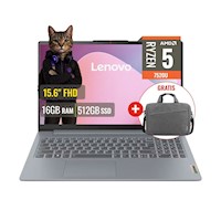 Laptop Lenovo IdeaPad Slim3 15AMN8 AMD RYZEN 5 7520U 16GB RAM 512GB SSD 15.6 FHD FreeDOS + Maletin