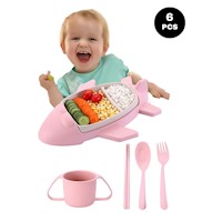 SET DE ALIMENTACION 6 PIEZAS AVION ROSADO MOD12