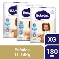 Pack 3 Pañal Bebé Babysec Packeton Super Premium XG 60 un