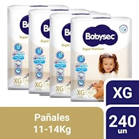 Pack 4 Pañal Bebé Babysec Packeton Super Premium XG 60 un