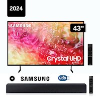 Televisor Samsung LED 43'' Crystal UHD 4K 43DU7000 Tizen OS Smart TV+Soundbar HW C400