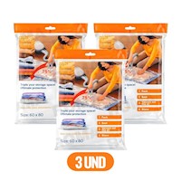 PACK 3 BOLSAS AL VACÍO COMPRESORA DE ROPA 60 X 80 CM