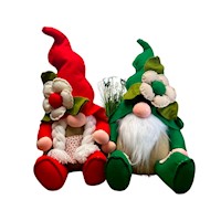 Pareja de Gnomos Muñecos de Navidad Barba y Trenza