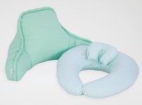 PACK DE LACTANCIA - COJÍN DE LACTANCIA + RESPALDAR VERDE AGUA ACOLCHONADITOS