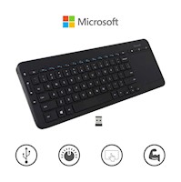 Teclado Microsoft Inalámbrico All In One Media Keyboard Negro