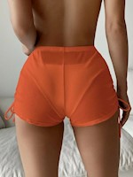 Shorts cover up con cordón lateral - S, Naranja