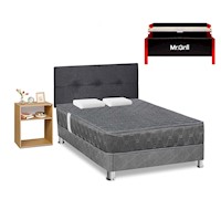 Juego de Dormitorio Forli Acqua Gris 2PLZ + Parrilla de Niveles Mr Grill + Velador Turin Beige