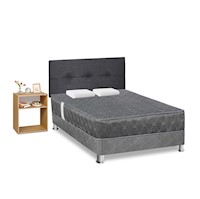 Juego de Dormitorio Forli Acqua Gris 2PLZ + Velador Turin Beige