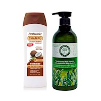 Pack de Shampoo de Coco Babaria + Acondicionador de Te Verde Wokali